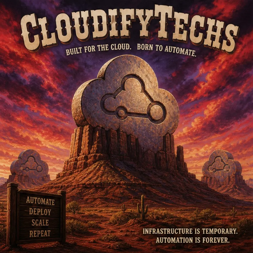 CloudifyTechs poster in a retro pulp style