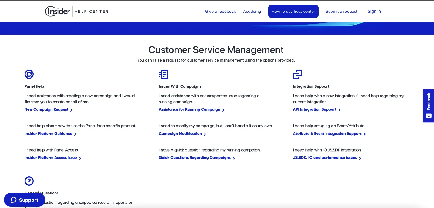 Insider help centre home